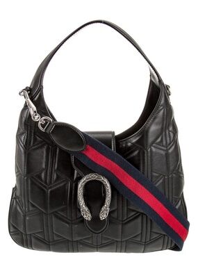 Gucci Dionysus Black Quilted Leather Shoulder Bag with Silver Hardware